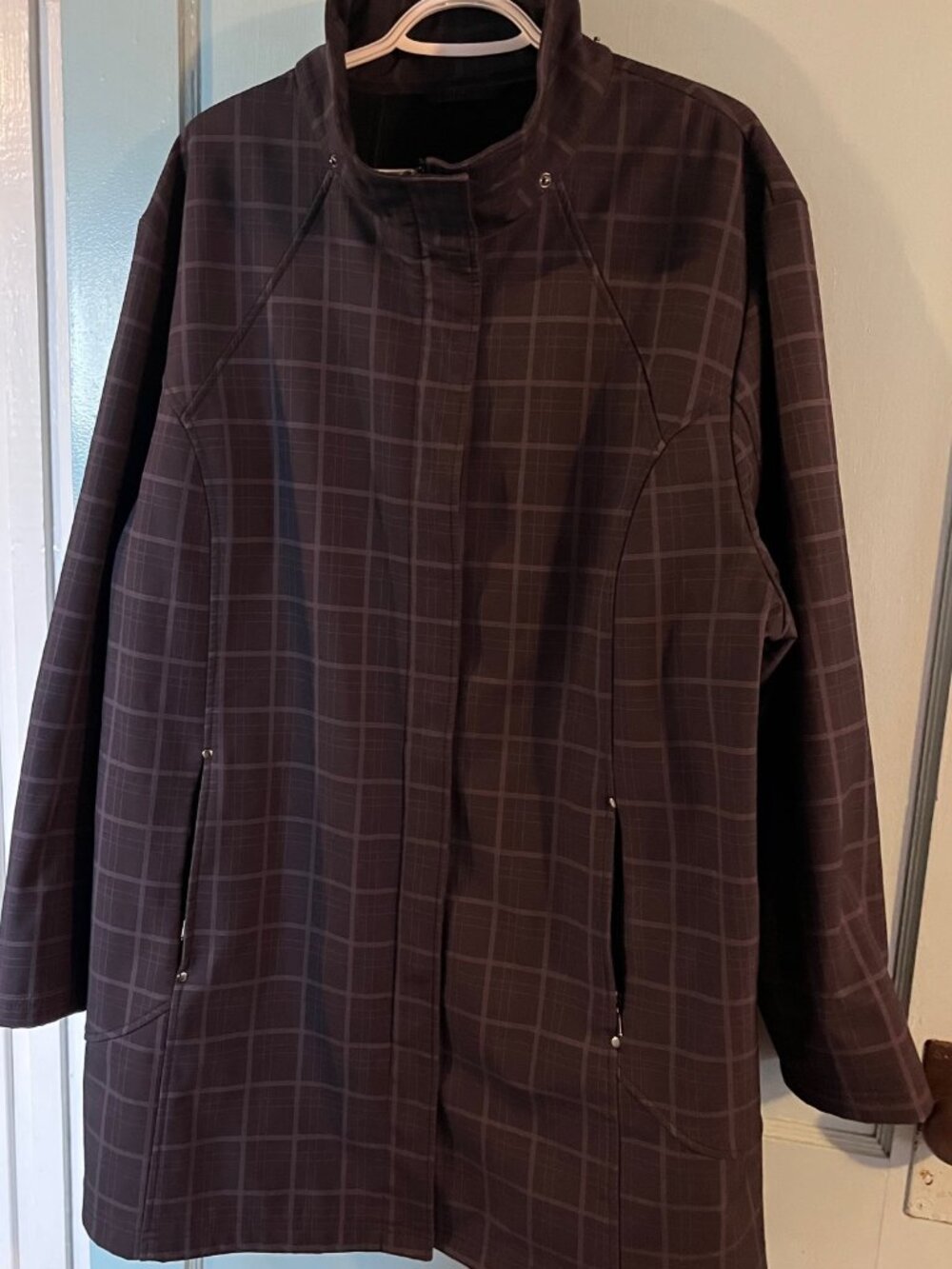 Mona Lisa by Fen-Nelli Black Plaid Raincoat - Plus Size 20W - EUC